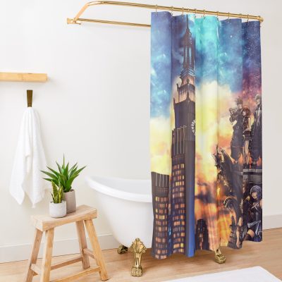 Kingdom Hearts Merch Town Shower Curtain Official Kingdom Hearts Merch