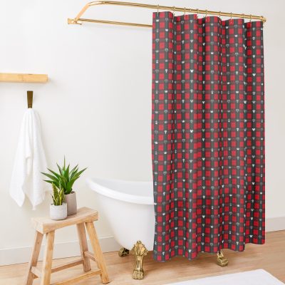 Kingdom Hearts Merch Iii - Flannel Pattern (Red) Shower Curtain Official Kingdom Hearts Merch