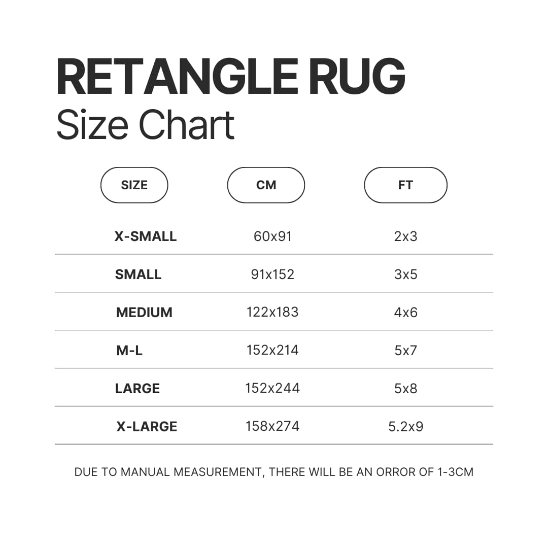 Retangle Rug Size Chart - Kingdom Hearts Merch